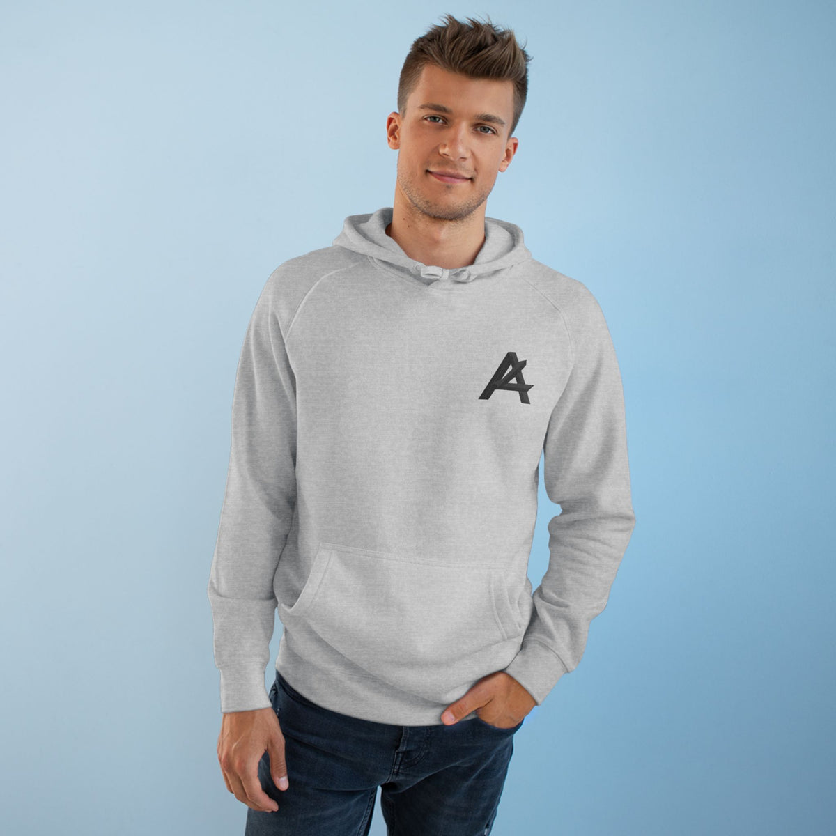 Patch Logo Hoodie — Minimalist White Pullover with Chest Emblem & Back 'PATCH' Text