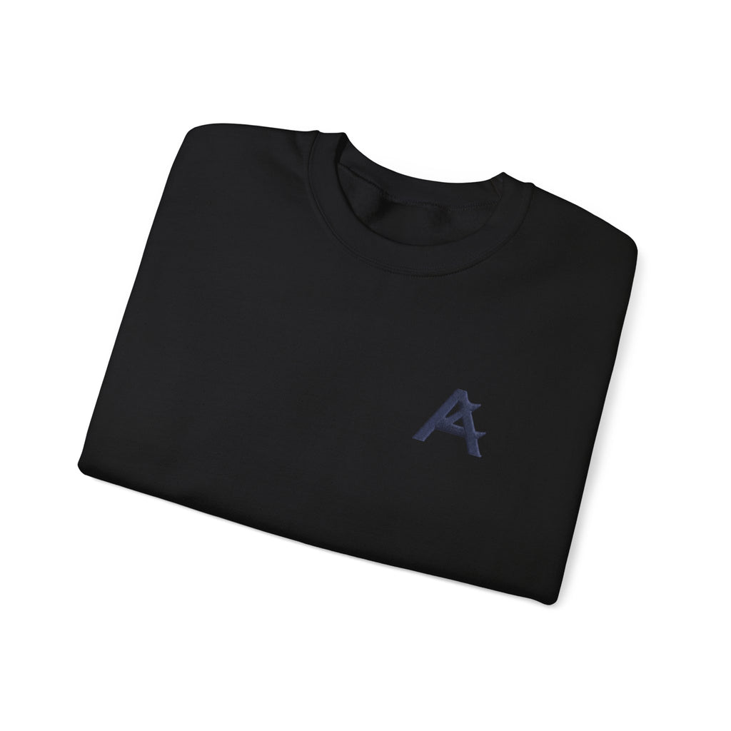 Minimalist A Logo Crewneck Sweatshirt – Small Chest Emblem, Casual White Pullover