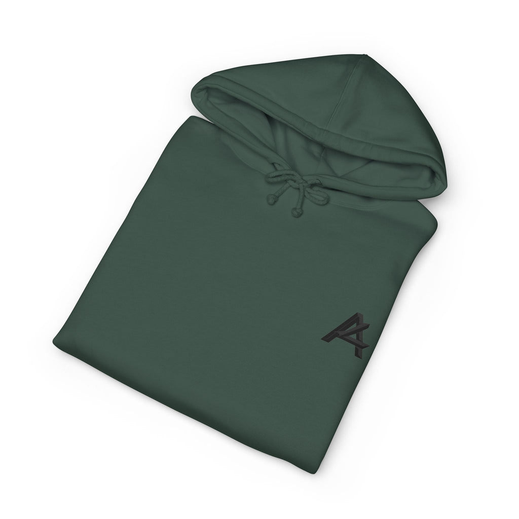 Minimalist 'A' Logo Hoodie — White Chest Emblem Pullover