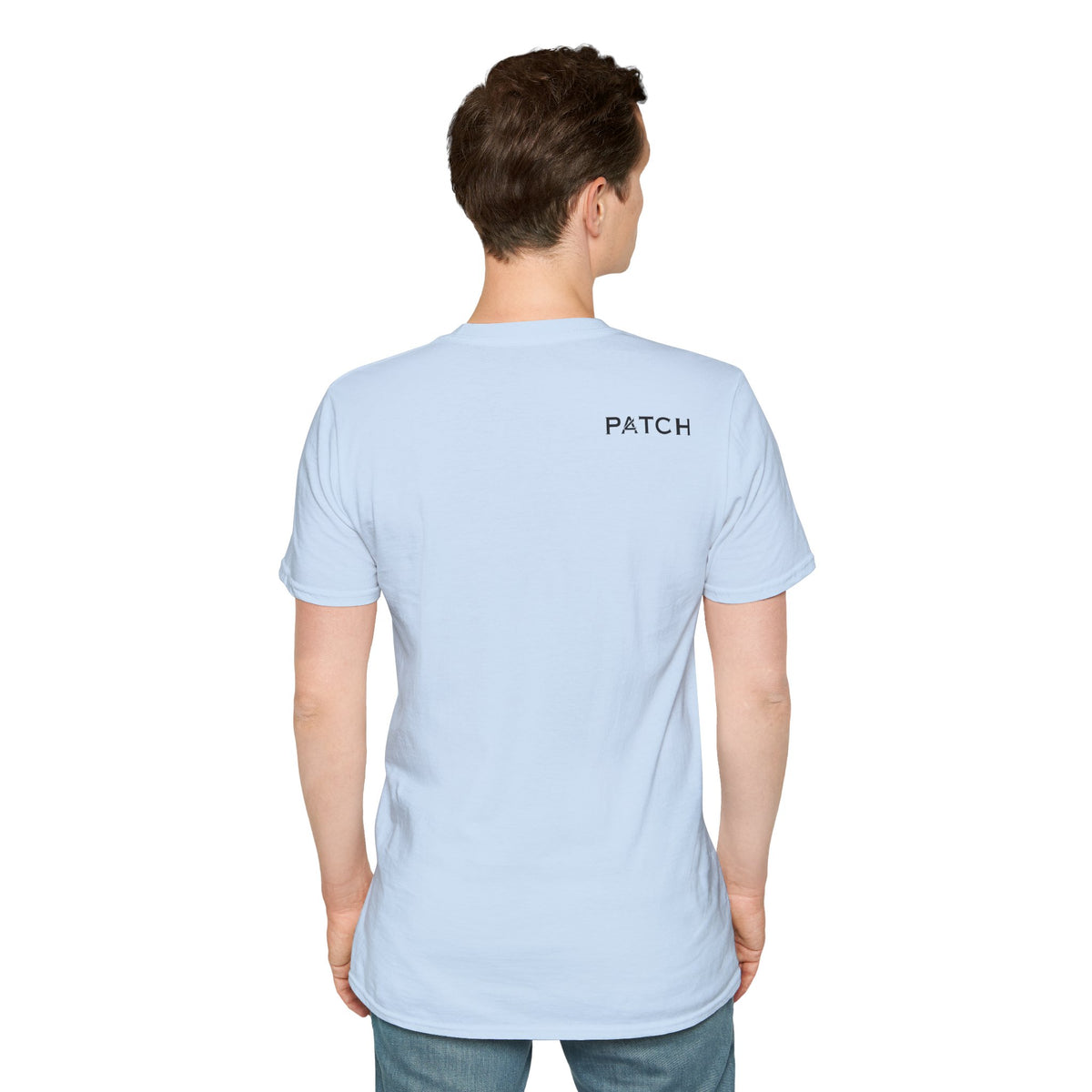 Minimalist 'PATCH' Logo T-Shirt — Chest Monogram & Back Text Tee