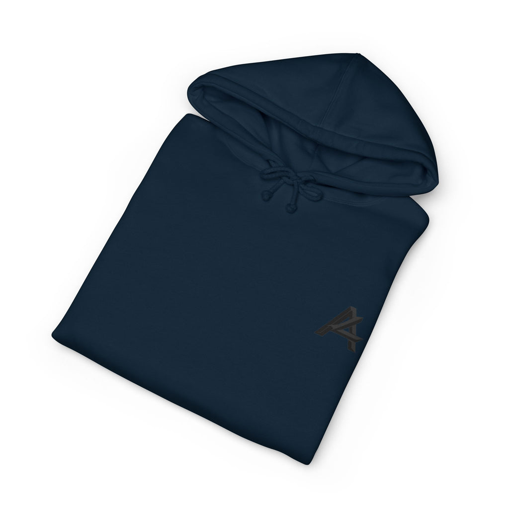 Minimalist 'A' Logo Hoodie — White Chest Emblem Pullover