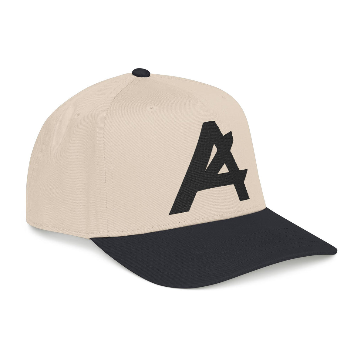 Mid Profile Baseball Cap — Embroidered 'A' Logo Two-Tone Cap