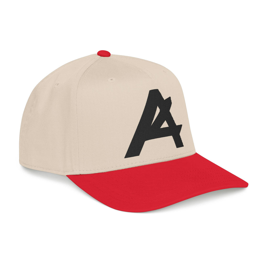 Mid Profile Baseball Cap — Embroidered 'A' Logo Two-Tone Cap