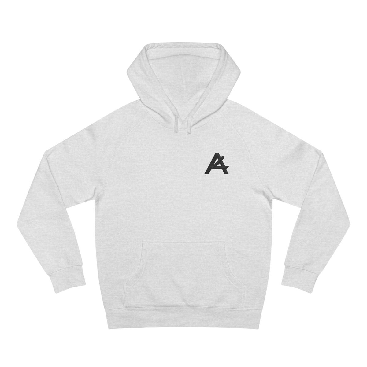Patch Logo Hoodie — Minimalist White Pullover with Chest Emblem & Back 'PATCH' Text