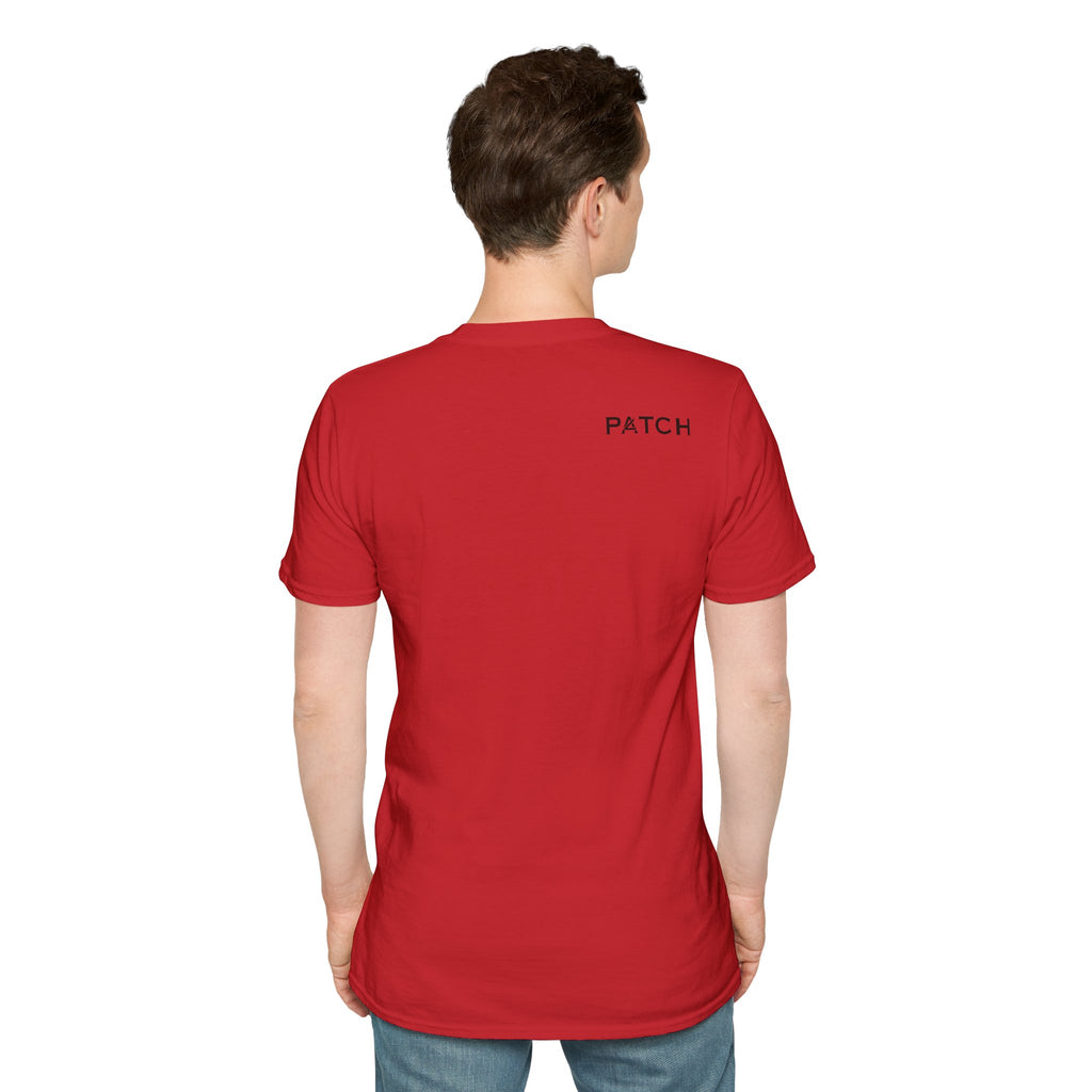 Minimalist 'PATCH' Logo T-Shirt — Chest Monogram & Back Text Tee