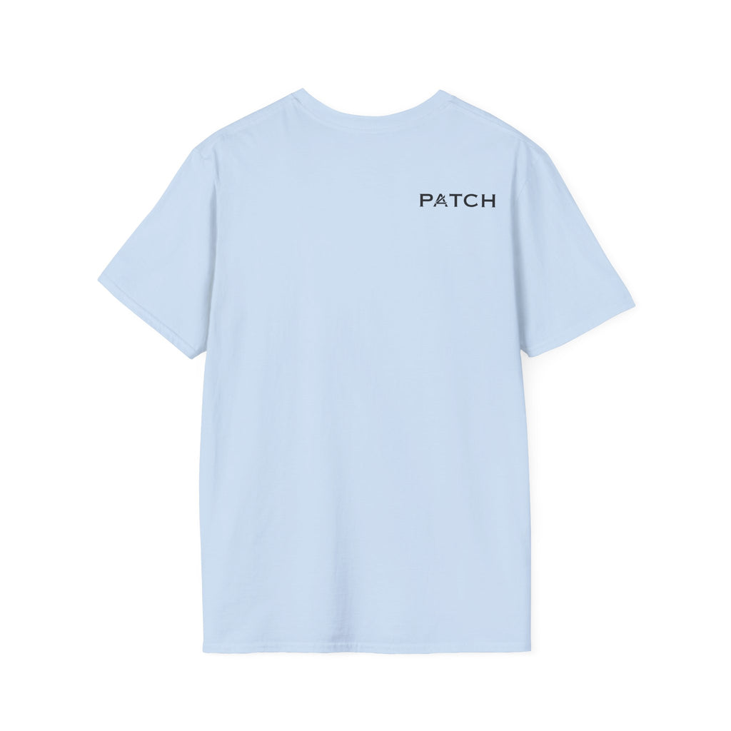 Minimalist 'PATCH' Logo T-Shirt — Chest Monogram & Back Text Tee