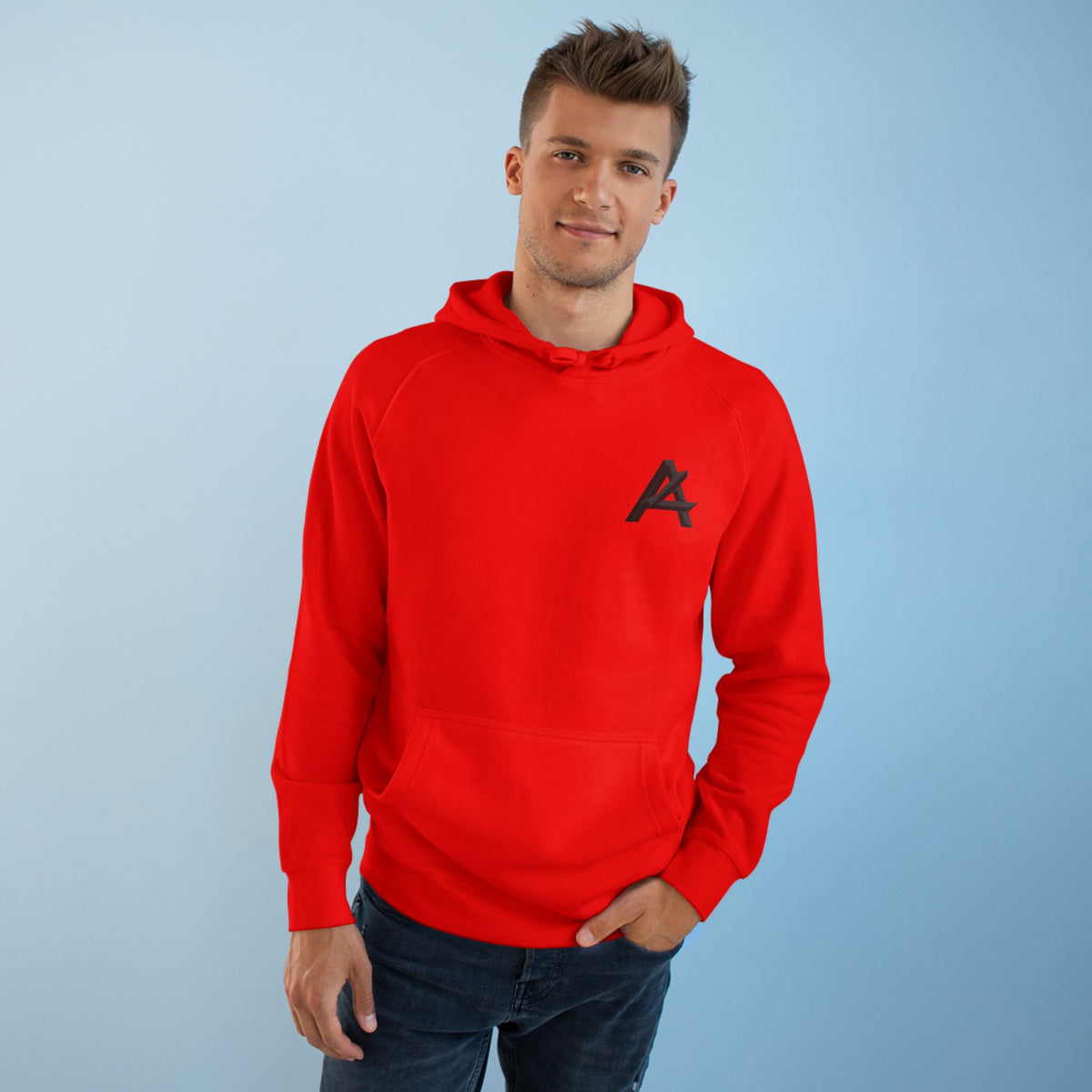 Patch Logo Hoodie — Minimalist White Pullover with Chest Emblem & Back 'PATCH' Text