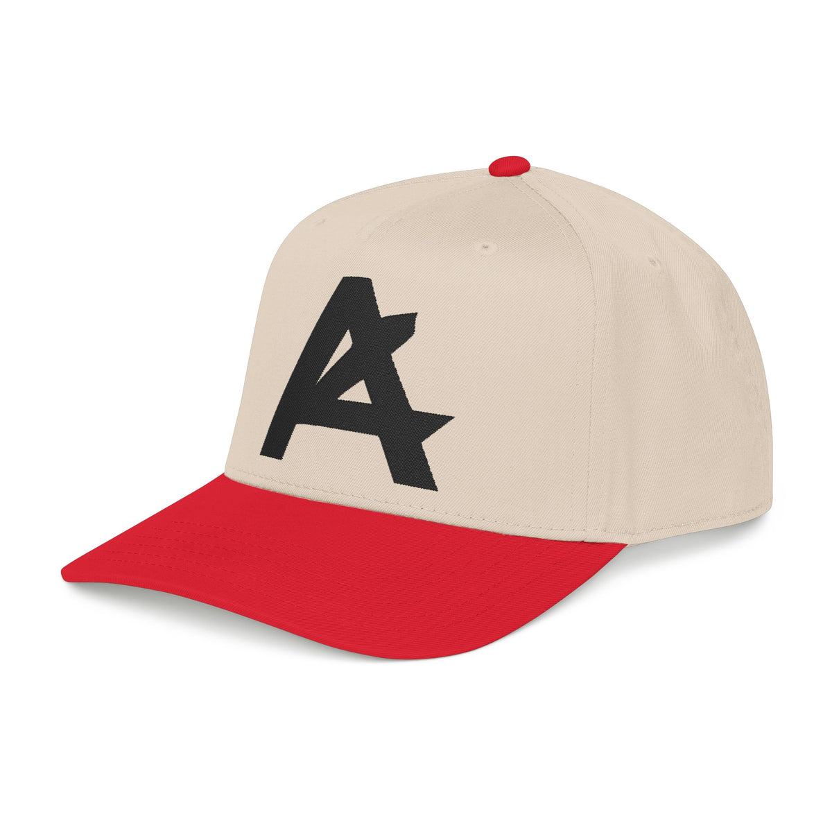 Mid Profile Baseball Cap — Embroidered 'A' Logo Two-Tone Cap