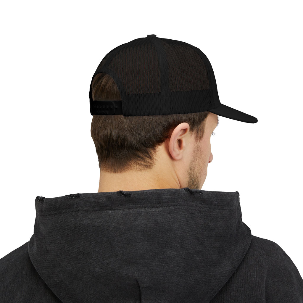 Distressed A Logo Trucker Cap — Vintage Mesh Snapback Hat