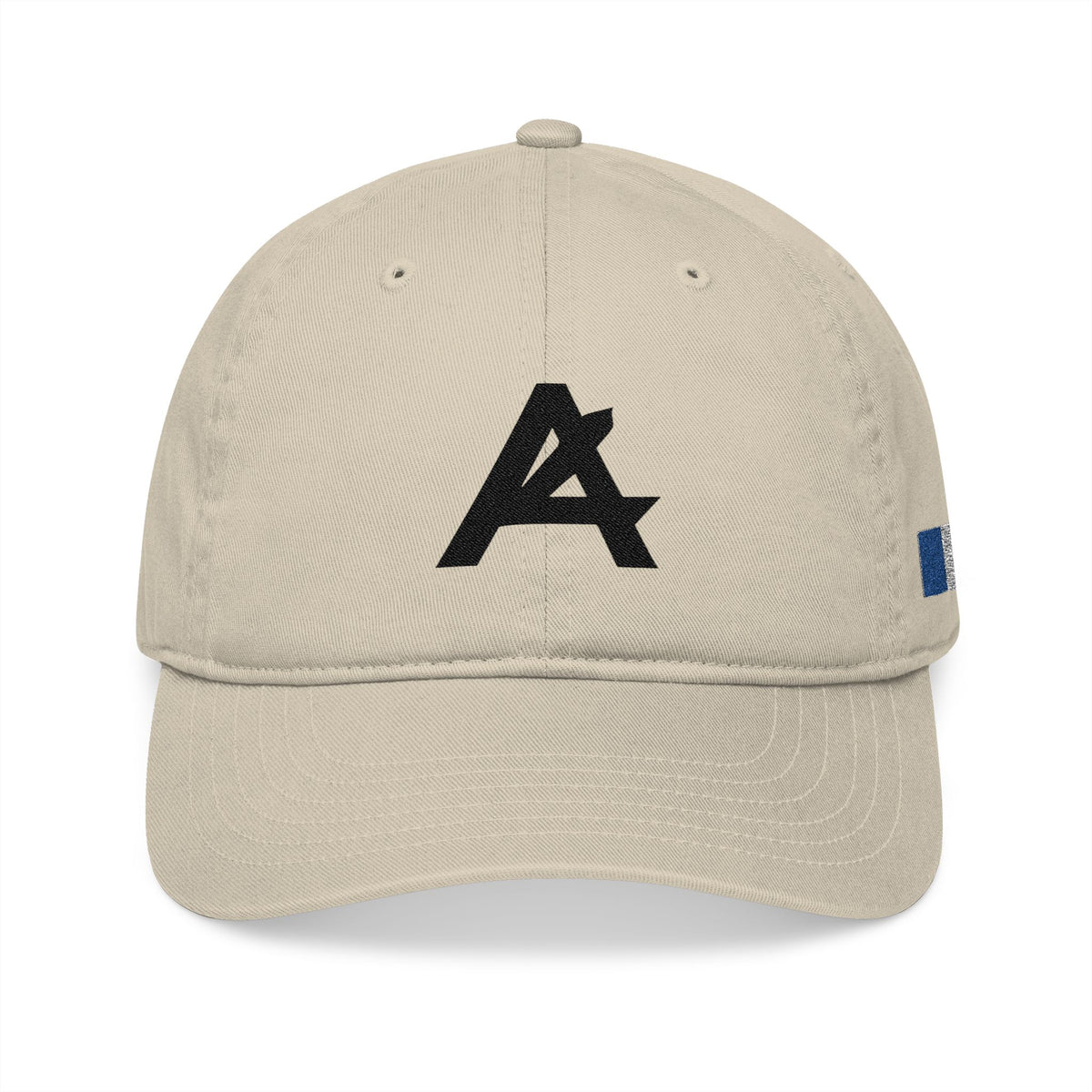 Embroidered Organic Baseball Cap — Minimal 'A' Front & PATCH Back