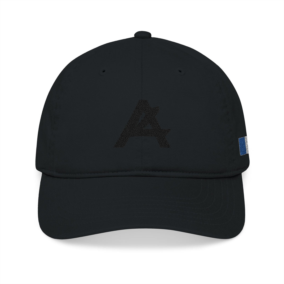 Embroidered Organic Baseball Cap — Minimal 'A' Front & PATCH Back