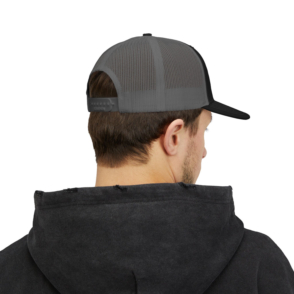 Distressed A Logo Trucker Cap — Vintage Mesh Snapback Hat