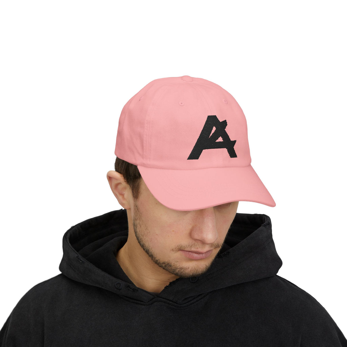 Dad Cap — Minimal Black 'A' Logo Embroidered Baseball Hat