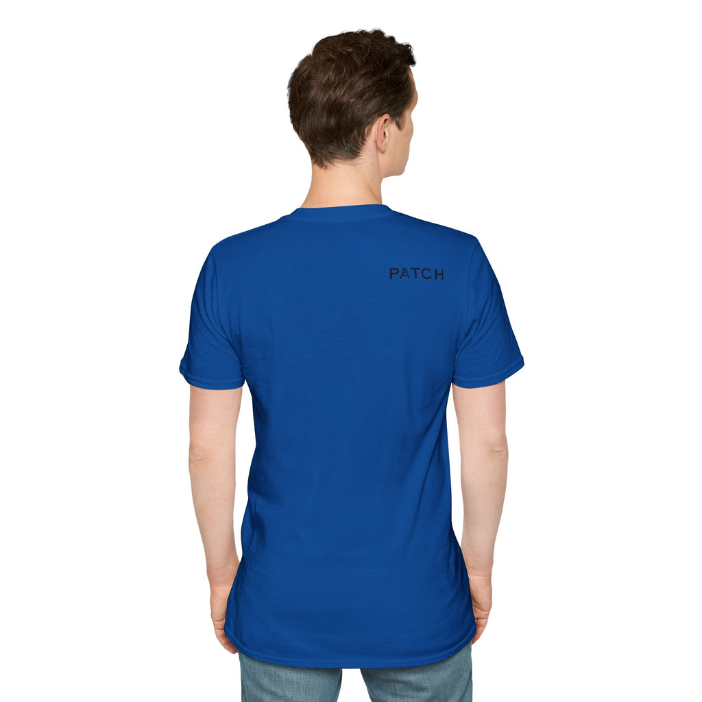 Minimalist 'PATCH' Logo T-Shirt — Chest Monogram & Back Text Tee